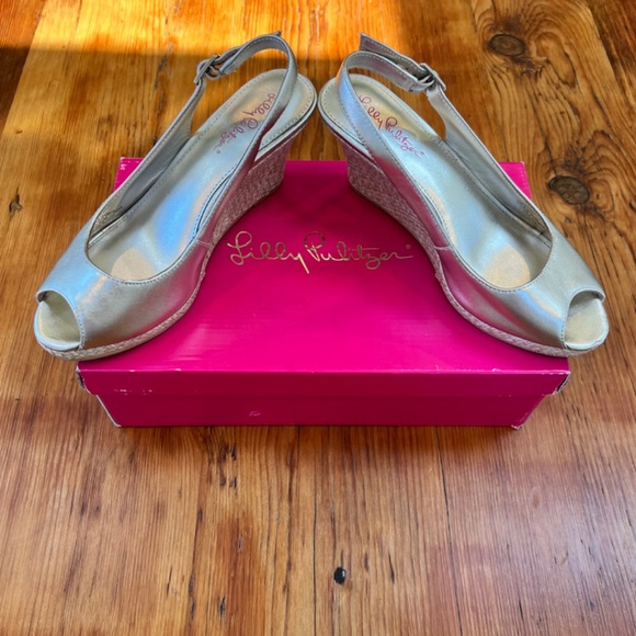 Lilly Pulitzer Gigi Wedge Sandals Women's Gold Metallic Size‎ 8 EUC - Picture 14 of 15